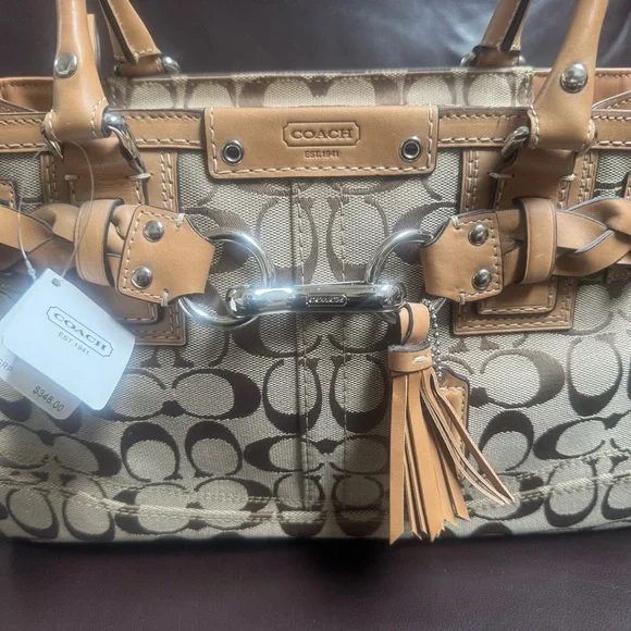 Coach Tan and Brown Signature Satchel - Picture 2 of 8